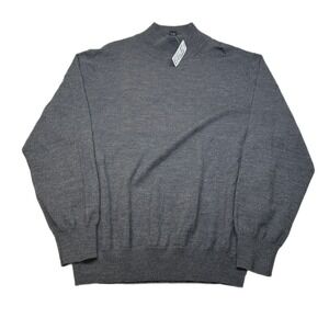 Jos A Bank Mock Neck Sweater Mens XXL Charcoal Merino Wool Classic‎ NEW